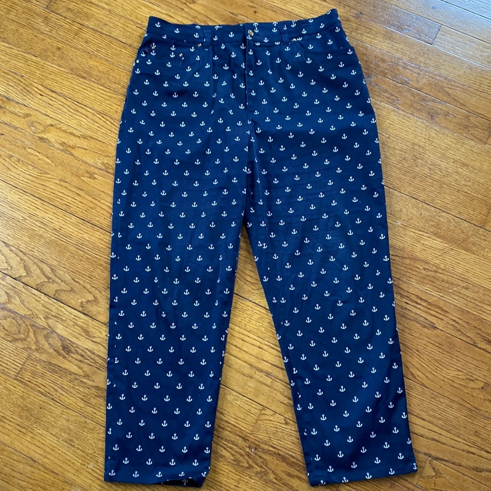 Lauren Ralph Lauren Navy Anchor Print Pants